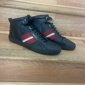 Bally Hedern New Black Red Leather High Top Sneakers 13